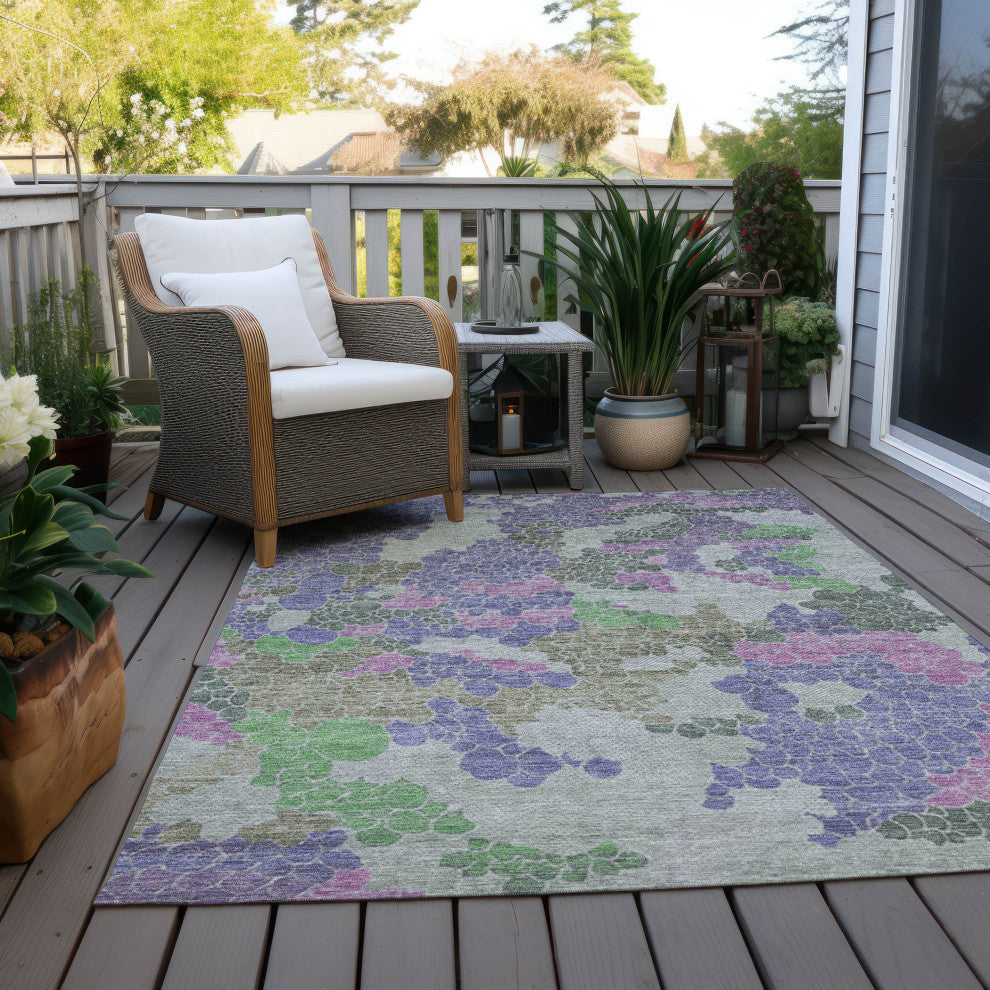 Machine Washable Indoor/Outdoor Chantille ACN1906 Purple 5' x 7'6" Rug