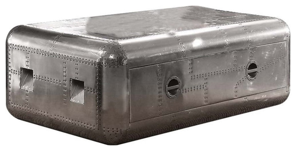Home Square 2-Piece Set with Leather Sofa and Square Coffee Table