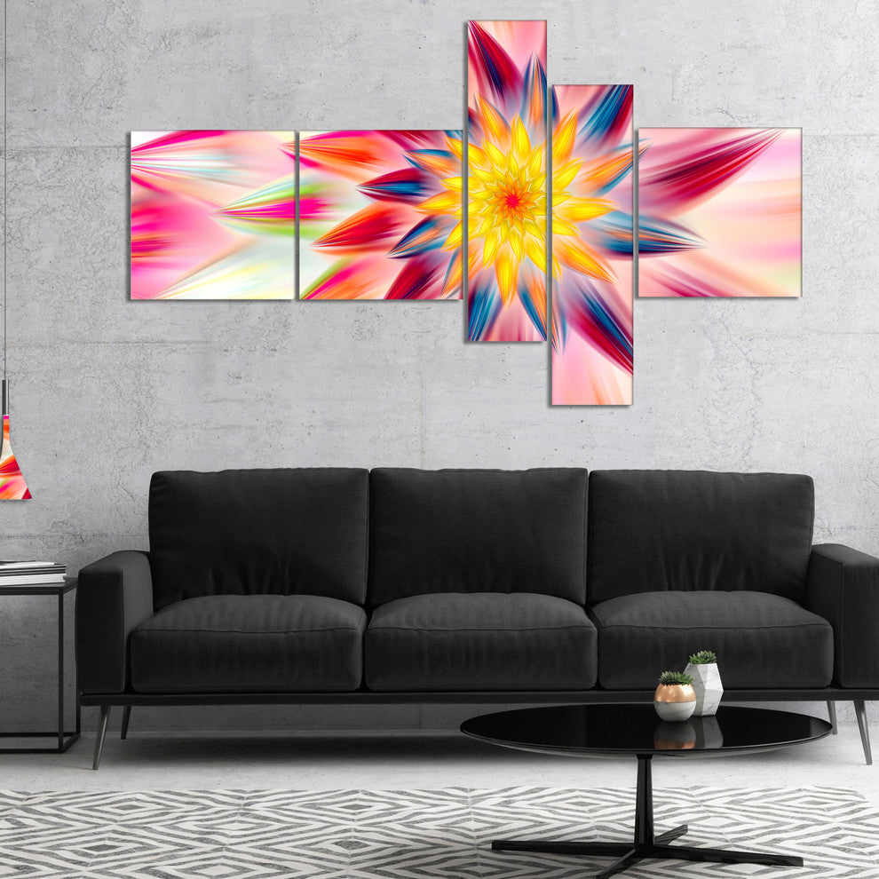 Pink Dancing Flower Petals, Floral Canvas Art Print, 60"x32", 5 panels