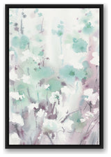 Hazy Mint Lilac Floral 2 20x30 Black Floating Framed Canvas