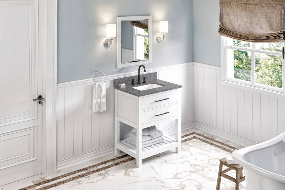 Wavecrest Contemporay White 30" Vanity, Boulder Cultured Marble Top