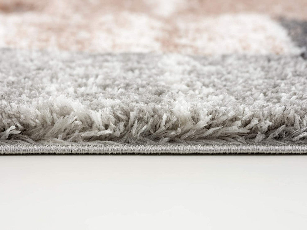 7"x9" Beige Modern Blocks Area Rug