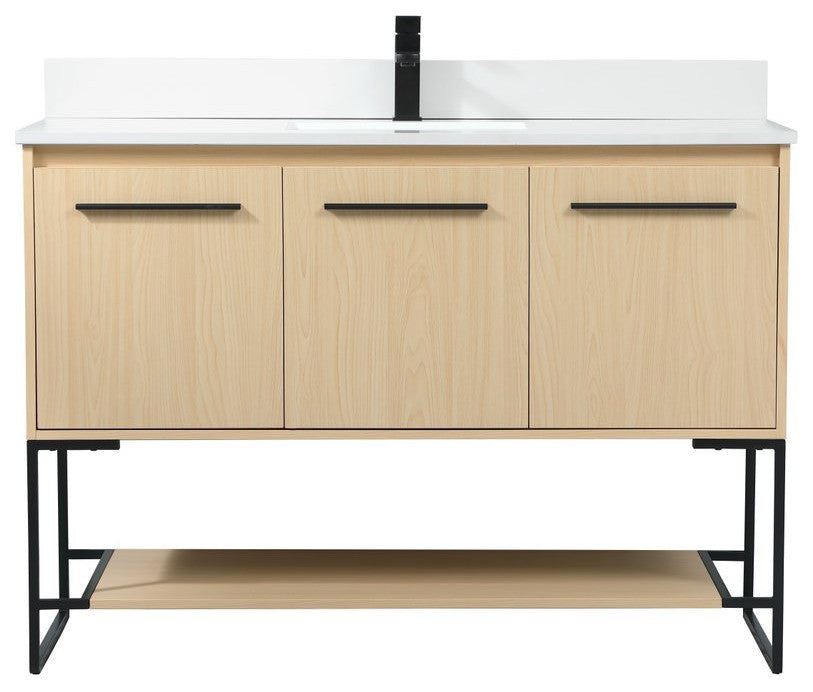 Sue 48" Single Bathroom Vanity, Maple, With Backsplash