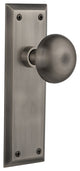New York Plate Privacy New York Knob, Antique Pewter