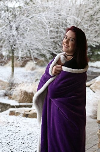 Large Extra Plush Sherpa Throw Blanket 68X54, Solid Violet Purple