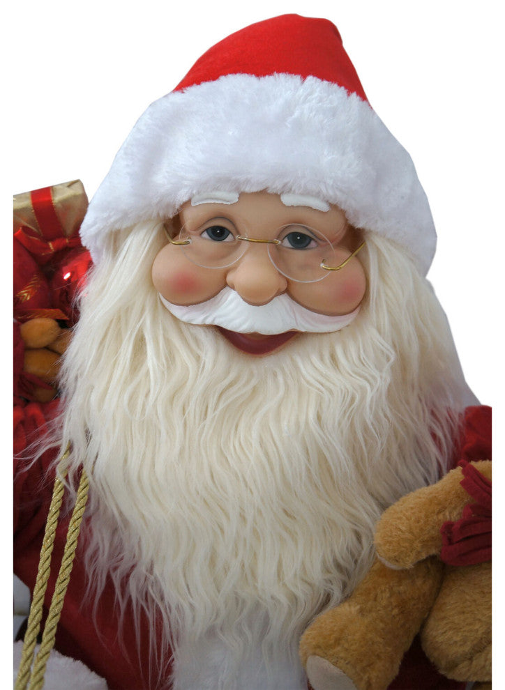 58" African American Dancing Mrs. Claus With Faux-Fur Hand Muff, Home Decor