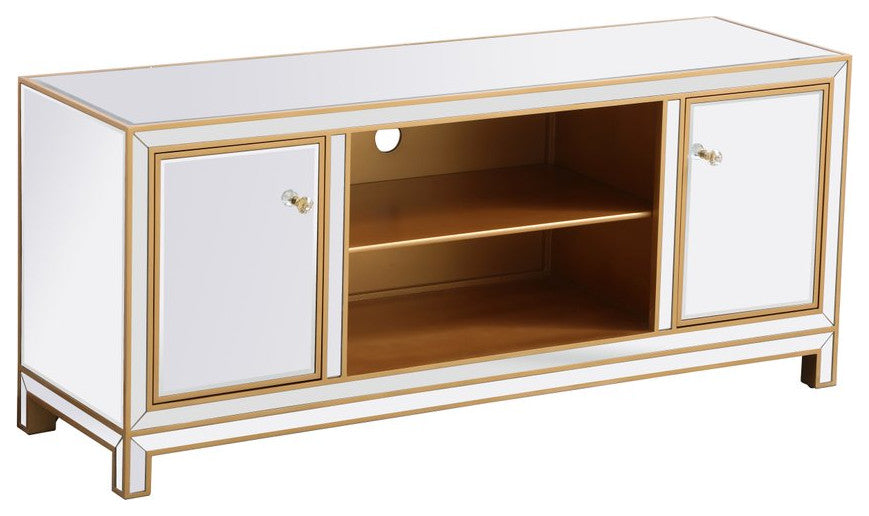 Rosie 60" Mirrored TV Stand, Gold