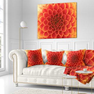 Orange Abstract Flower Petals Floral Throw Pillow, 16"x16"