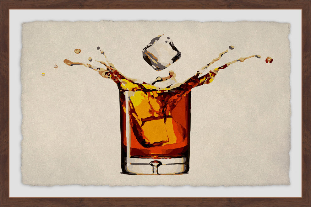 "Whiskey Splash" Framed Painting Print, 18x12