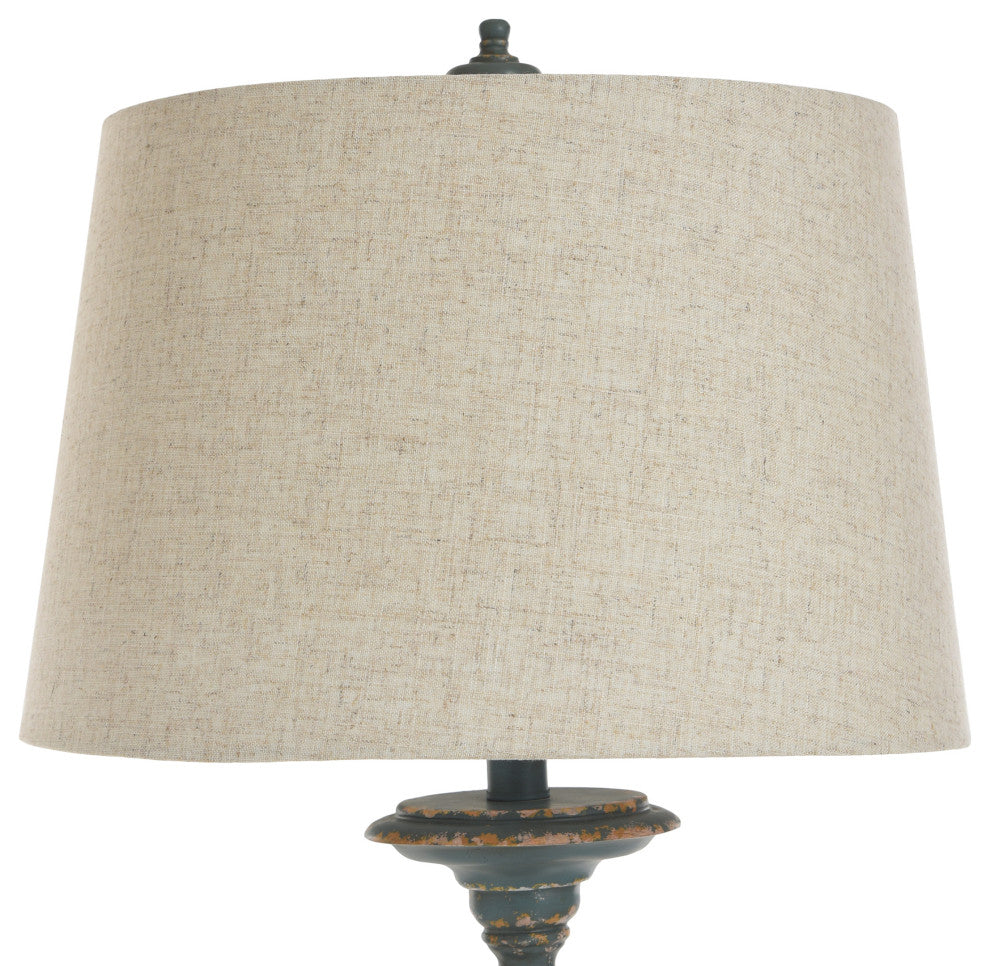 Bourgault | 64" Antique French Farmhouse Poly Resin Floor Lamp in a Deep Olive