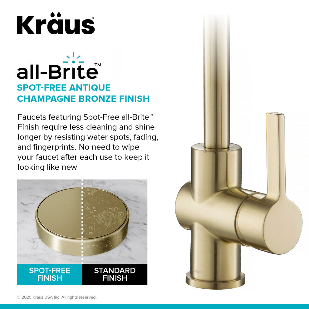 Britt Commercial Style 3-Function Pull-Down 1-Handle 1-Hole Kitchen Faucet, Spot Free Antique Champagne Bronze W/ Soap Dispenser