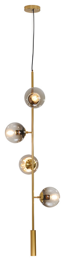 Iglesias | Luxury LED Pendant Light in the Shape of Glass Ball for Dining Room, Gold, Smoky Glass, Warm Light