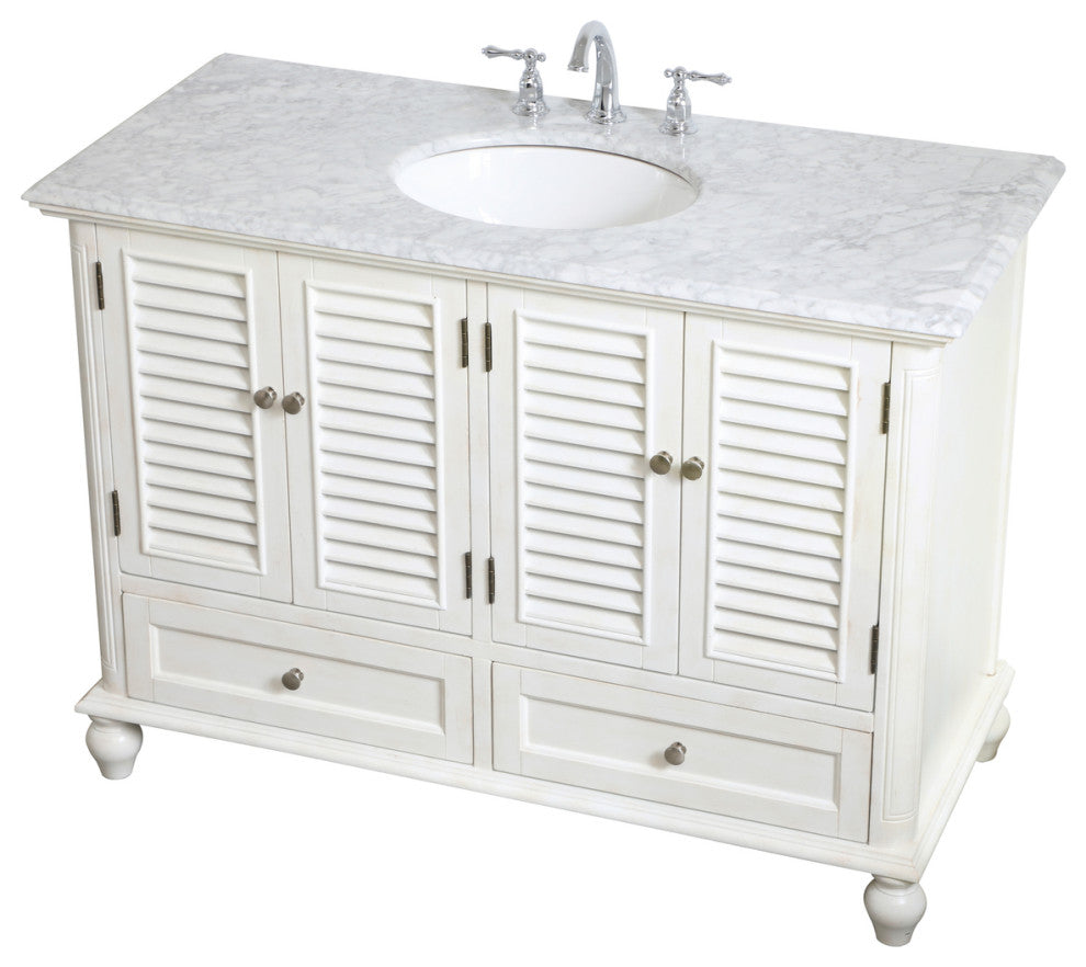 Home Living Single Bathroom Vanity, Antique White, 48"