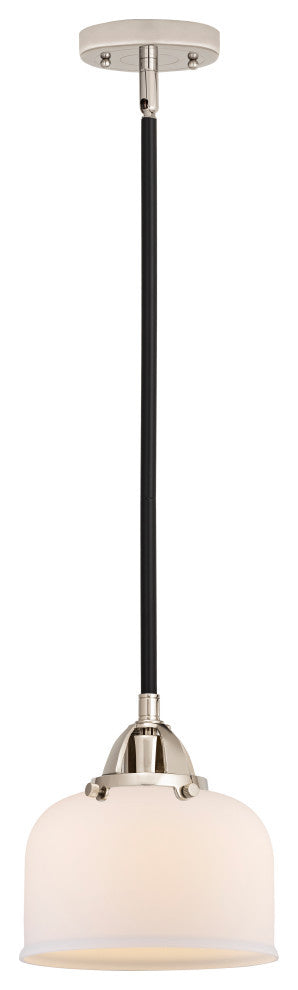 Large Bell Mini Pendant, Black Polished Nickel, Matte White, Matte White