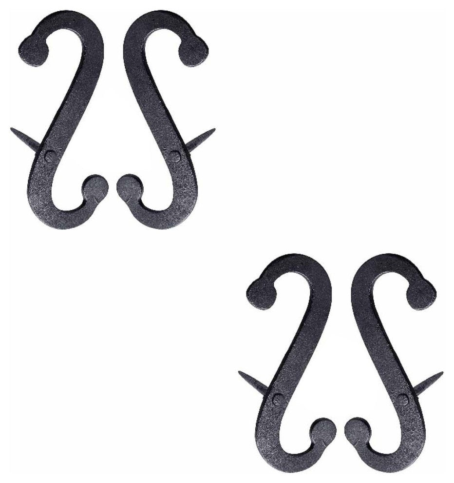 Renovators Supply 2 Pair Black Shutter Dog S Shaped Wrought Iron Material