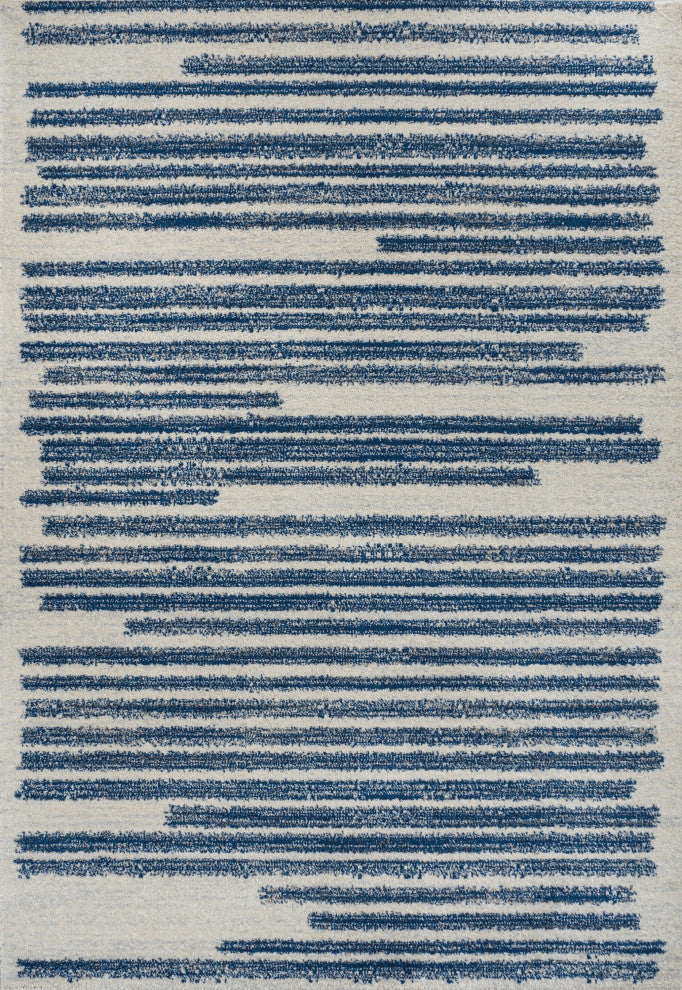 Khalil Modern Berber Stripe Cream/Navy 3 ft. x 5 ft. Area Rug
