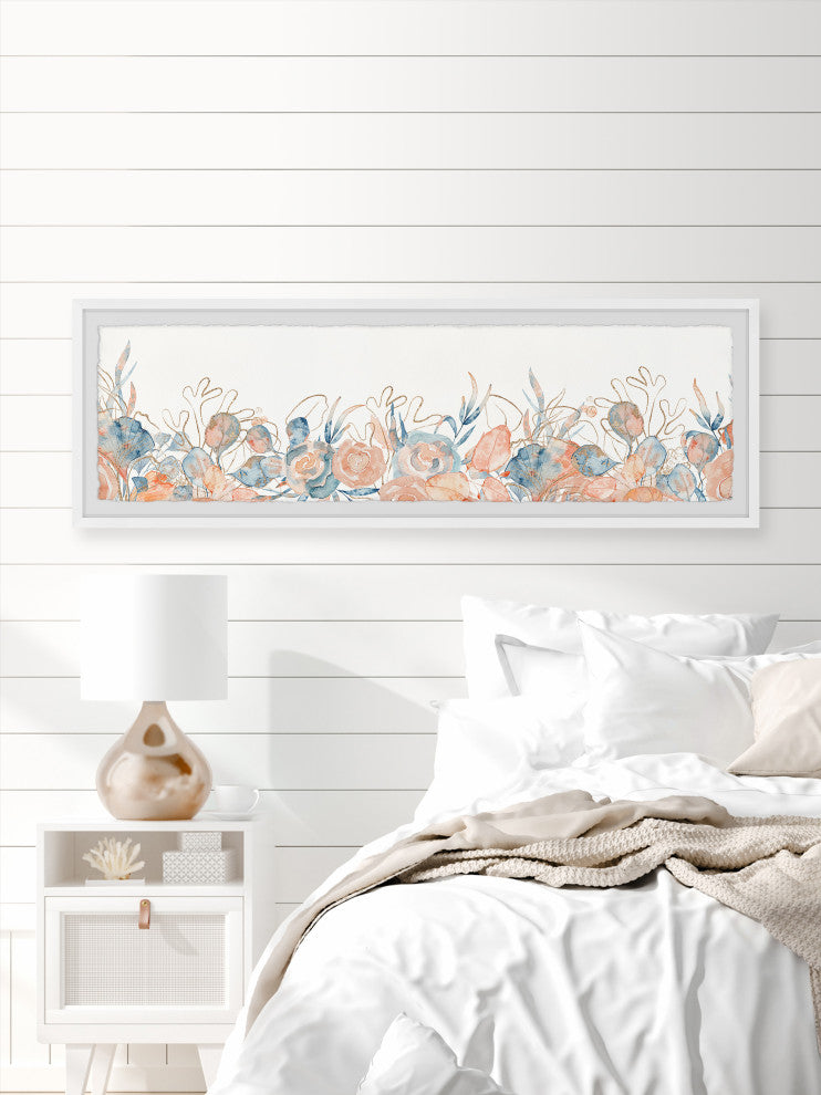 "Flowering Bushes" Framed Painting Print, 45x15