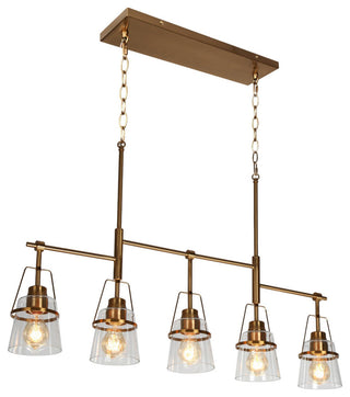 LNC 5-Light Polished Gold Modern Linear Kitchen Pendant Island Light, Linear