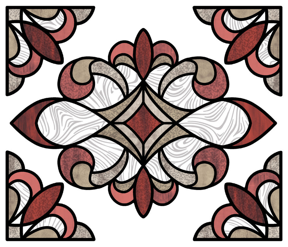 Red Westwood Stained Glass Decal Set of 2