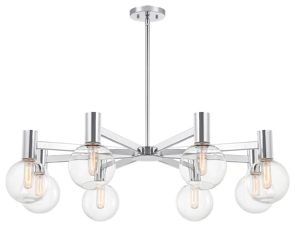 Wright 8-Light Chandelier, Matte Black, Chrome