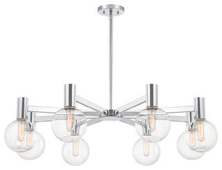 Wright 8-Light Chandelier, Matte Black, Chrome
