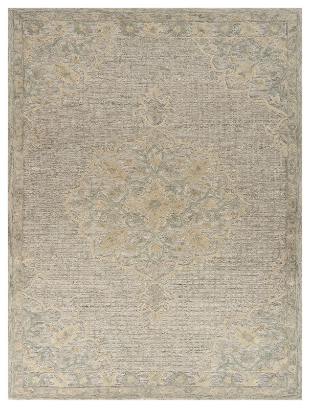 8" x 10" Beige Distressed Floral Area Rug