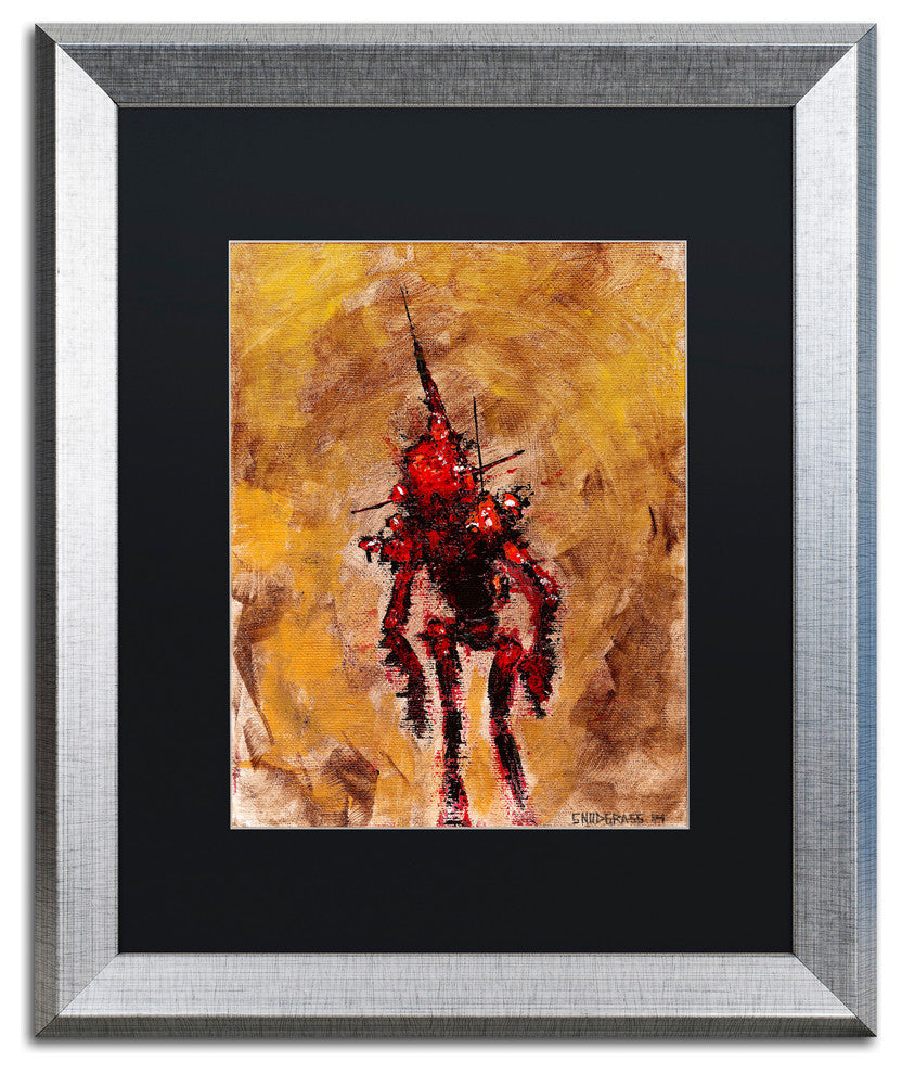 Disconnect Red' Matted Framed Art, Silver Frame, Black Matte, 20x16