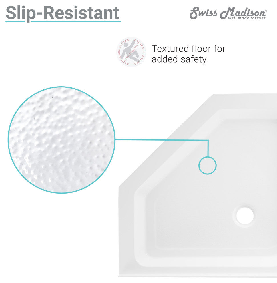 Voltaire 36"x36" White, Single-Threshold, Center Drain, Neo-angle Shower Base