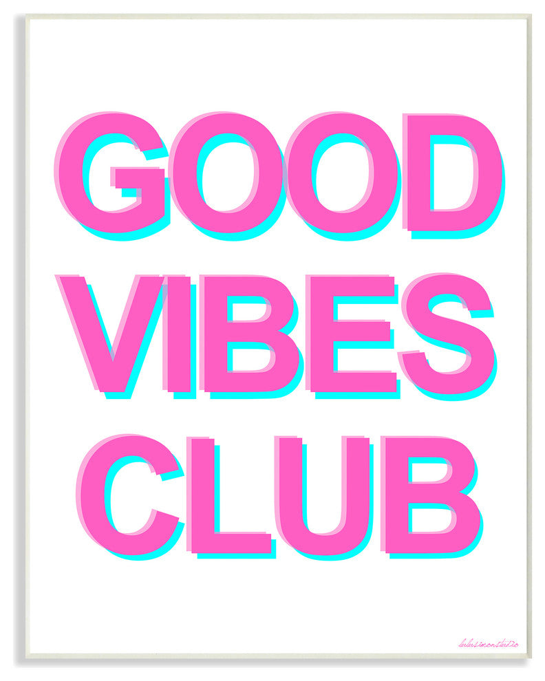 GOOD VIBES Neon Typography Wall Plaque Art, 10x15