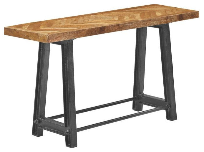72" Rustic Industrial Style Cast Iron Base Dining Bench Parquet