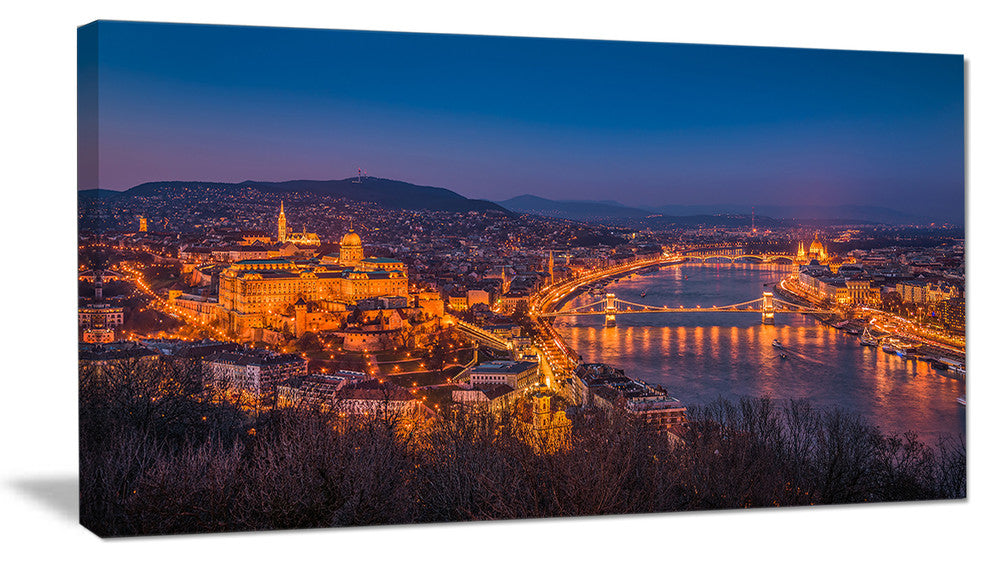 "Night View of Budapest City" Seashore Canvas Art, 40"x20"