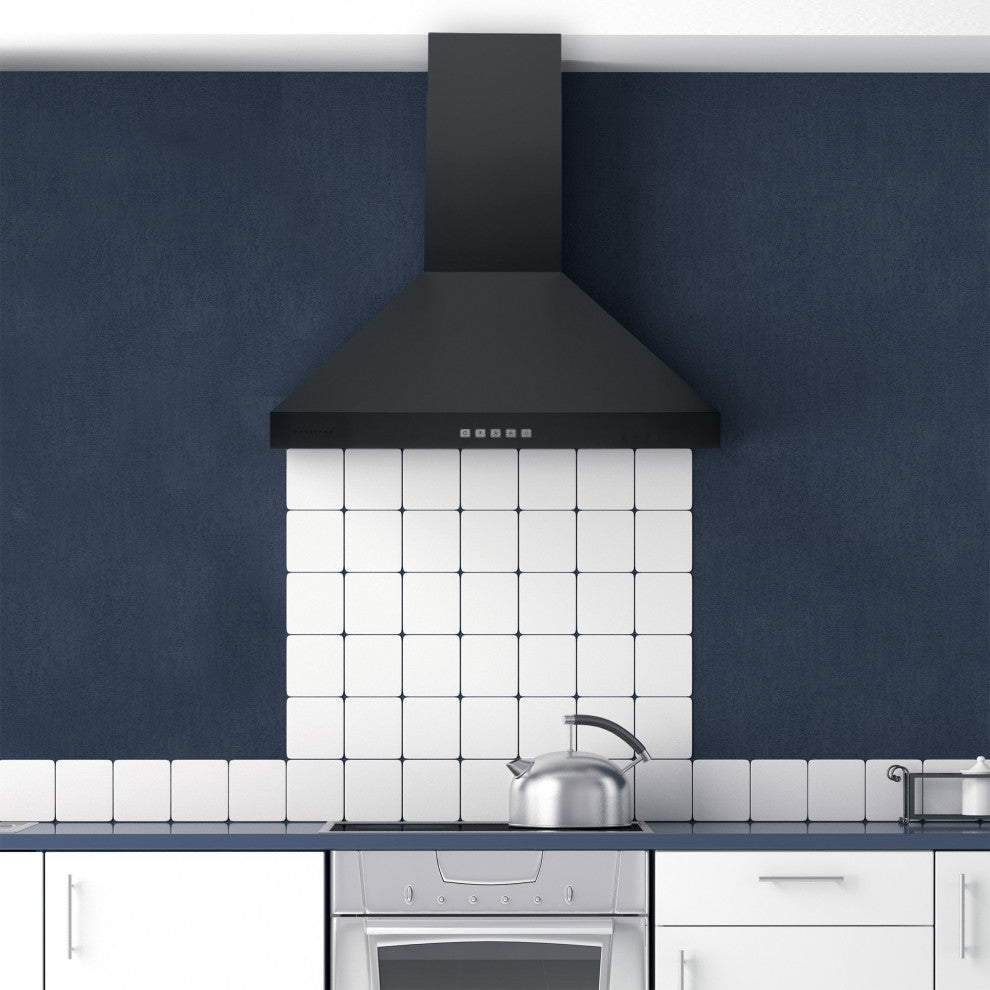 Hauslane | Chef Series Range Hood WM-530SS Pro European Style Kitchen Extractor, Matte Black, 30"
