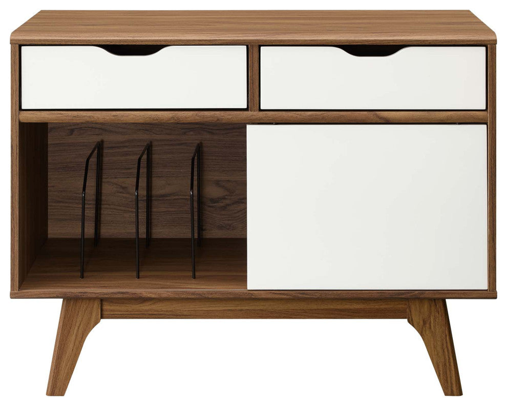 Sofa Side Table Display Stand, Wood, Brown Walnut White, Modern, Lounge