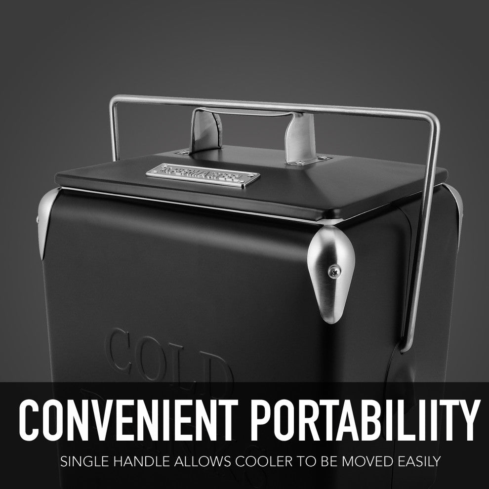 Permasteel 14 Quart Portable Picnic Cooler, Black