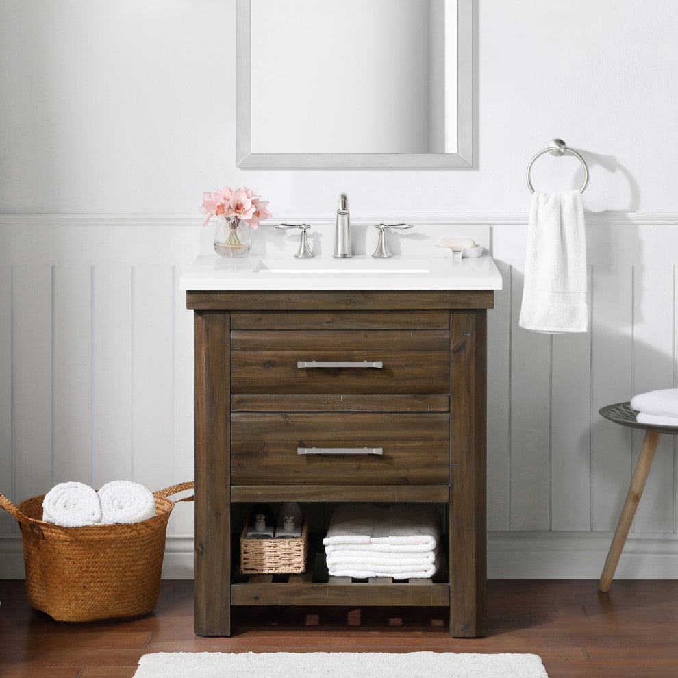 Ove Decors Preston 30" Single Sink Bathroom Vanity, Rustic Almond Latte