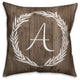 Faux Wood White Wreath - Monogram A 18x18 Spun Poly Pillow