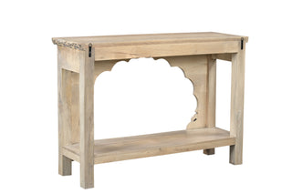 Sophia Carved Solid Wood Console Table, Beige/Black
