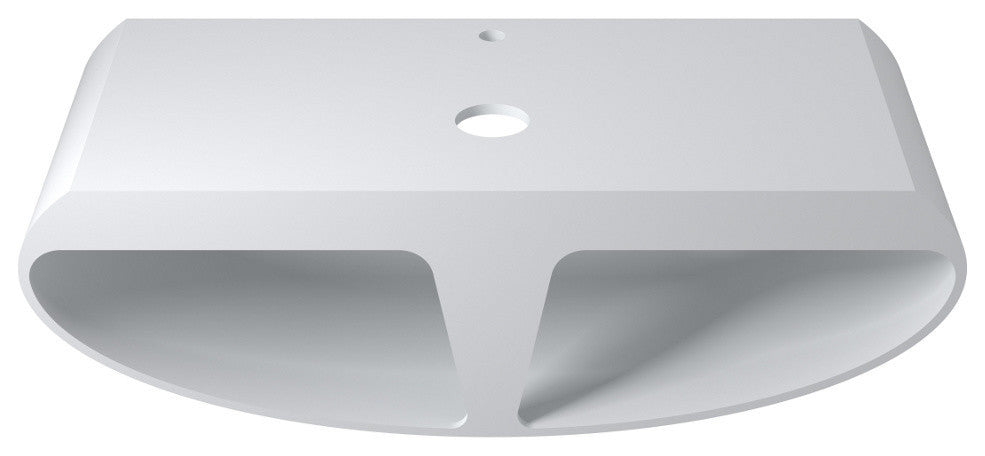 43" Polystone Wall Mounted Vanity Only Sink, Matte White, No Sink