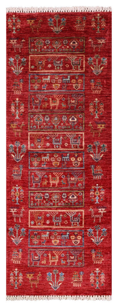 2' 5" X 6' 6" Tribal Persian Gabbeh Hand-Knotted Wool Runner Rug Q10474