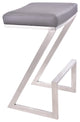 26" Contempo Gray Faux Leather and Stainless Backless Bar Stool