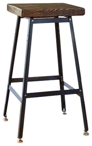 Urban Bar Stool Reclaimed Barn Wood, 18x16x16, Clear Coat