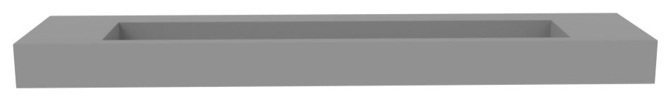 CastelloUSA Pyramid Solid Surface Wall Mounted Ramp Basin Sink, Gray, 84", No Faucet Hole