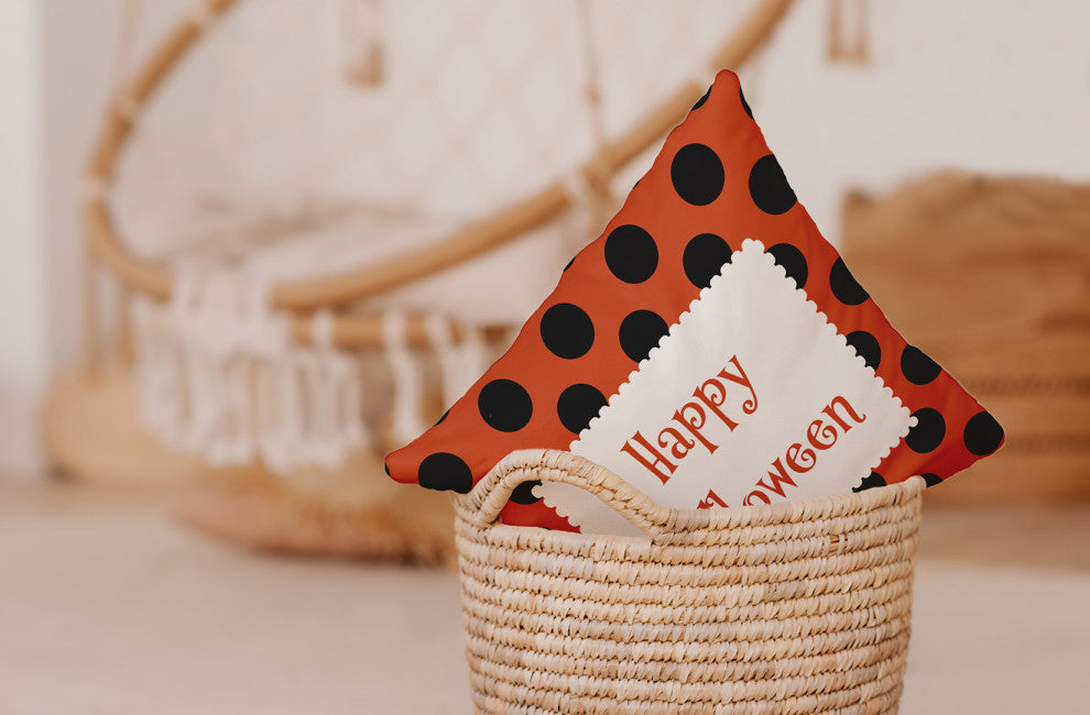 Happy Halloween Dots Accent Pillow Removable Insert, Harvest Orange, 18"x18"