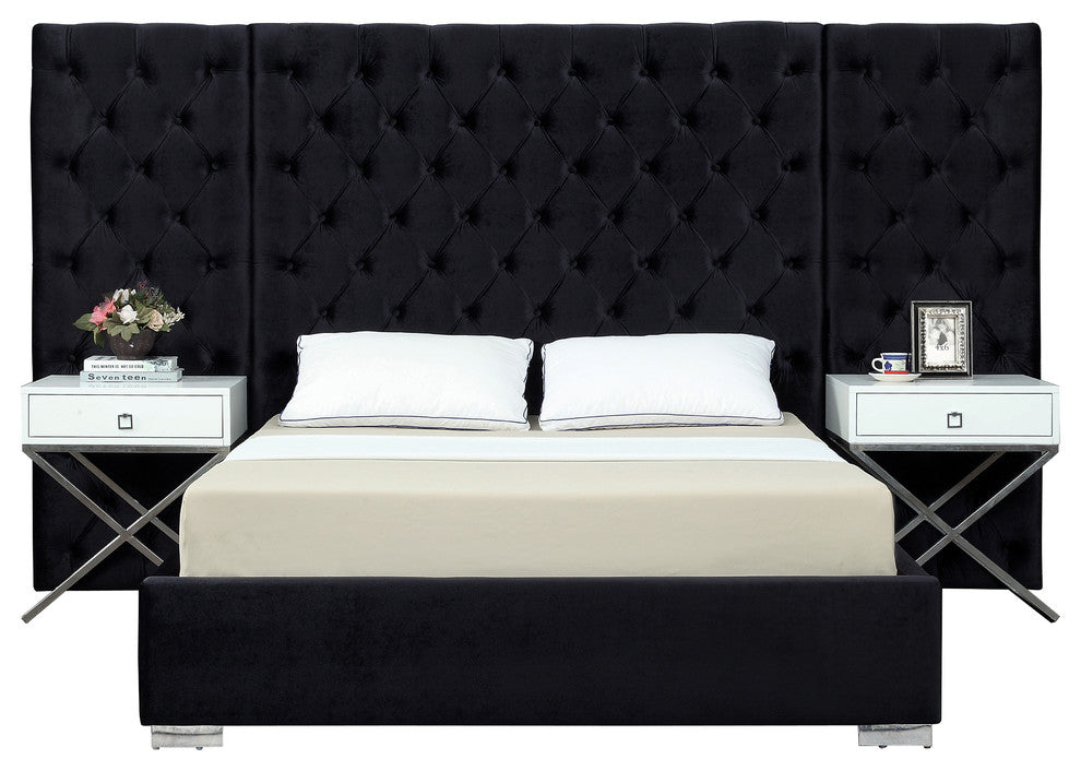 Grande Velvet Bed, Black, King