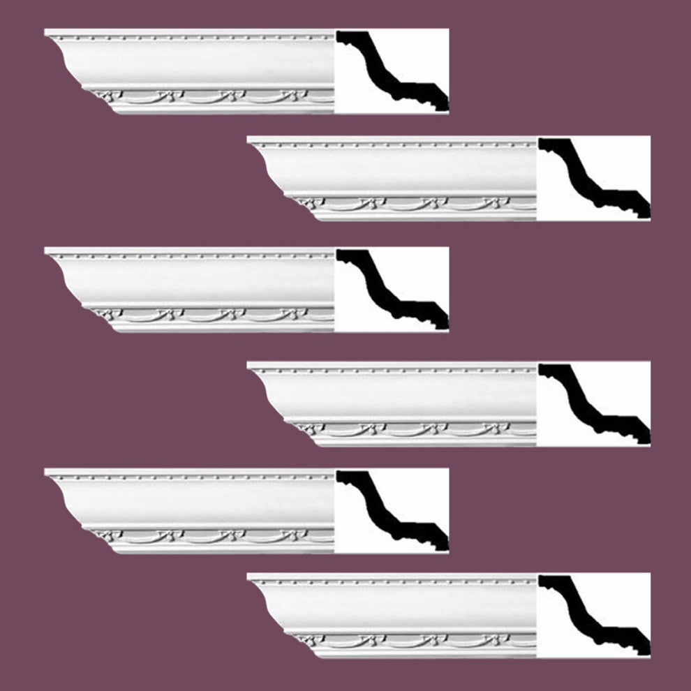 Ornate Cornice White Urethane Williamstown Design 6 Pieces Totaling 564" Length
