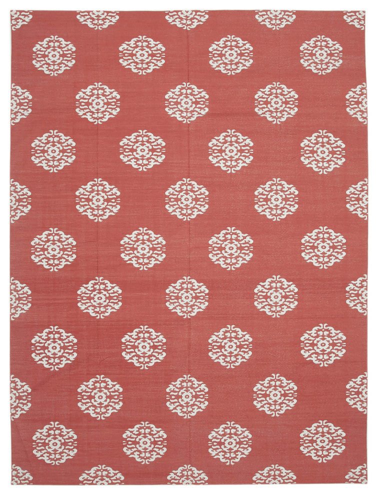 Rug N Carpet - Handmade Wool 8' 10'' x 11' 10'' Geometric Dhurrie Kilim Rug
