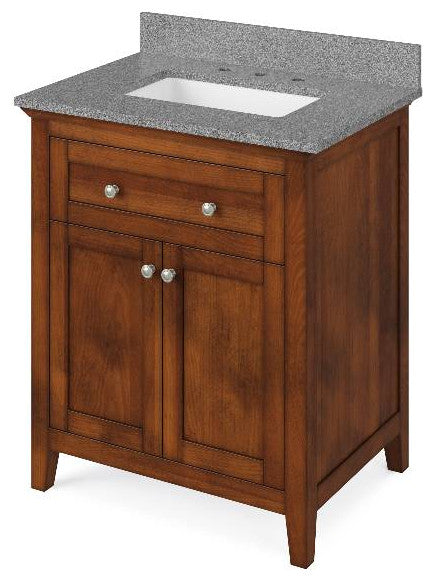Chatham Traditional 30" Chocolate Single Sink Vanity, Steel Grey Cultured Marble