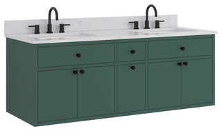 Paisley Vanity Combo, Cala White Engineered Top, 60", Everglade Green, Double Sink