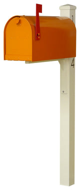 Mid Modern Rigby Curbside Mailbox and Post, Orange
