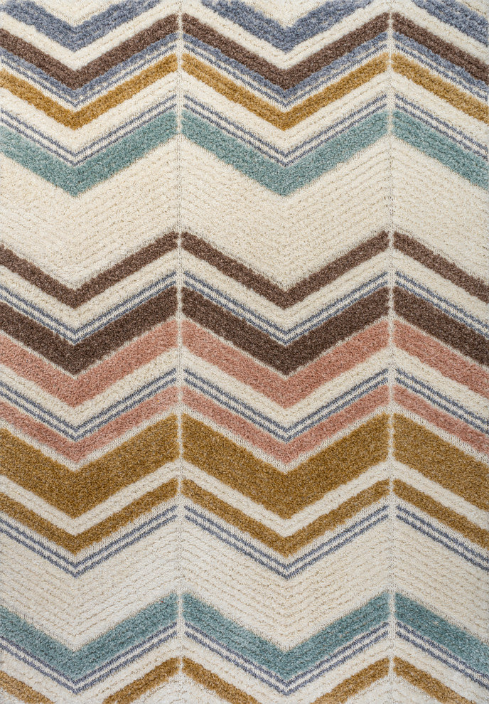 Elin Chevron High-Low Multi/Cream 3'x5' Area Rug